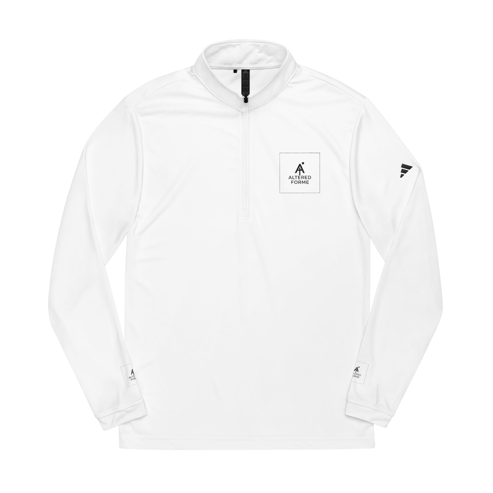 Embroidered adidas Quarter-Zip Pullover — Minimal White Performance Top