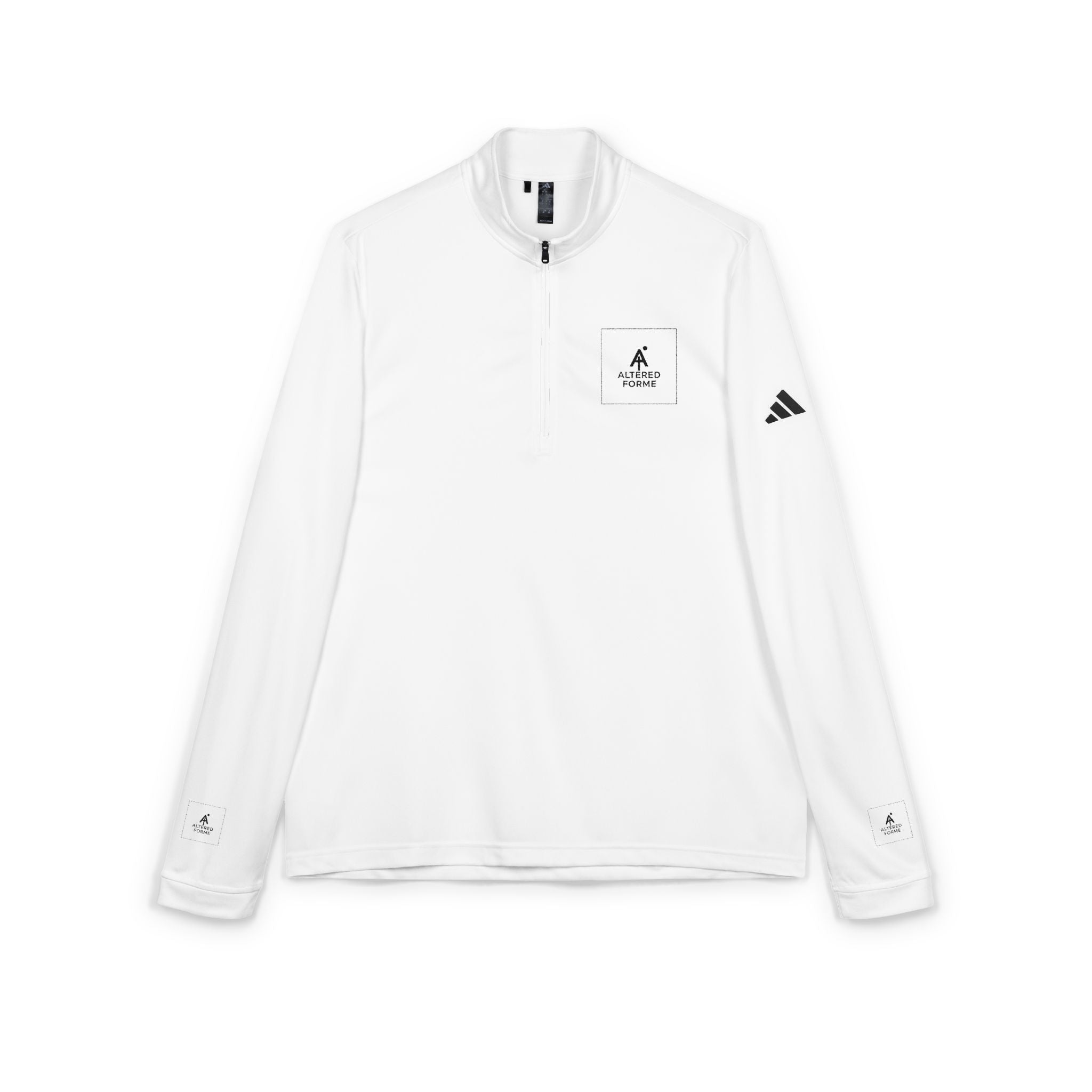 Embroidered adidas Quarter-Zip Pullover — Minimal White Performance Top