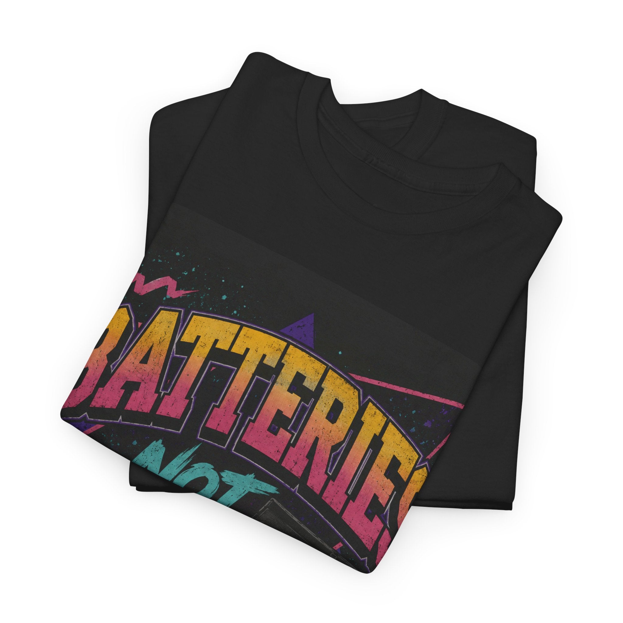 Batteries Not Included Graphic Tee — Retro 80s VHS Cassette Shirt