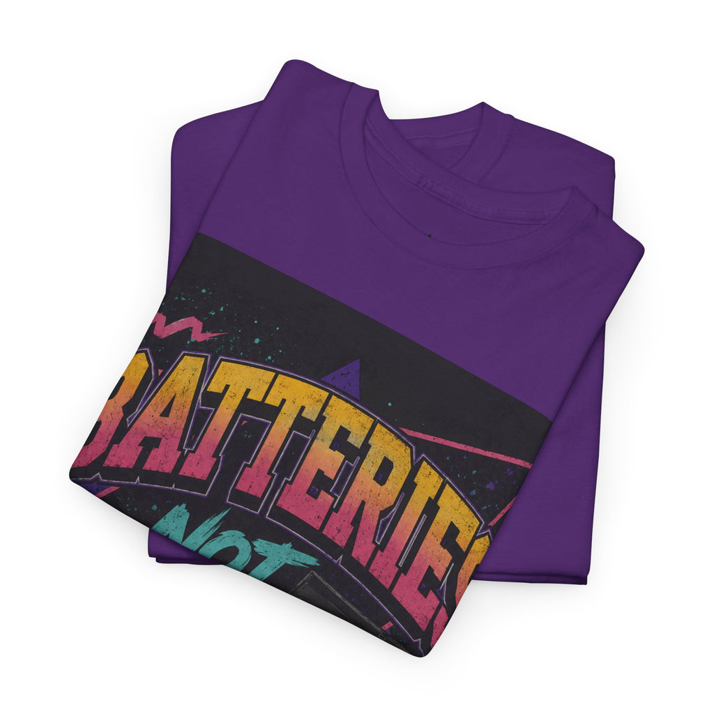 Batteries Not Included Graphic Tee — Retro 80s VHS Cassette Shirt