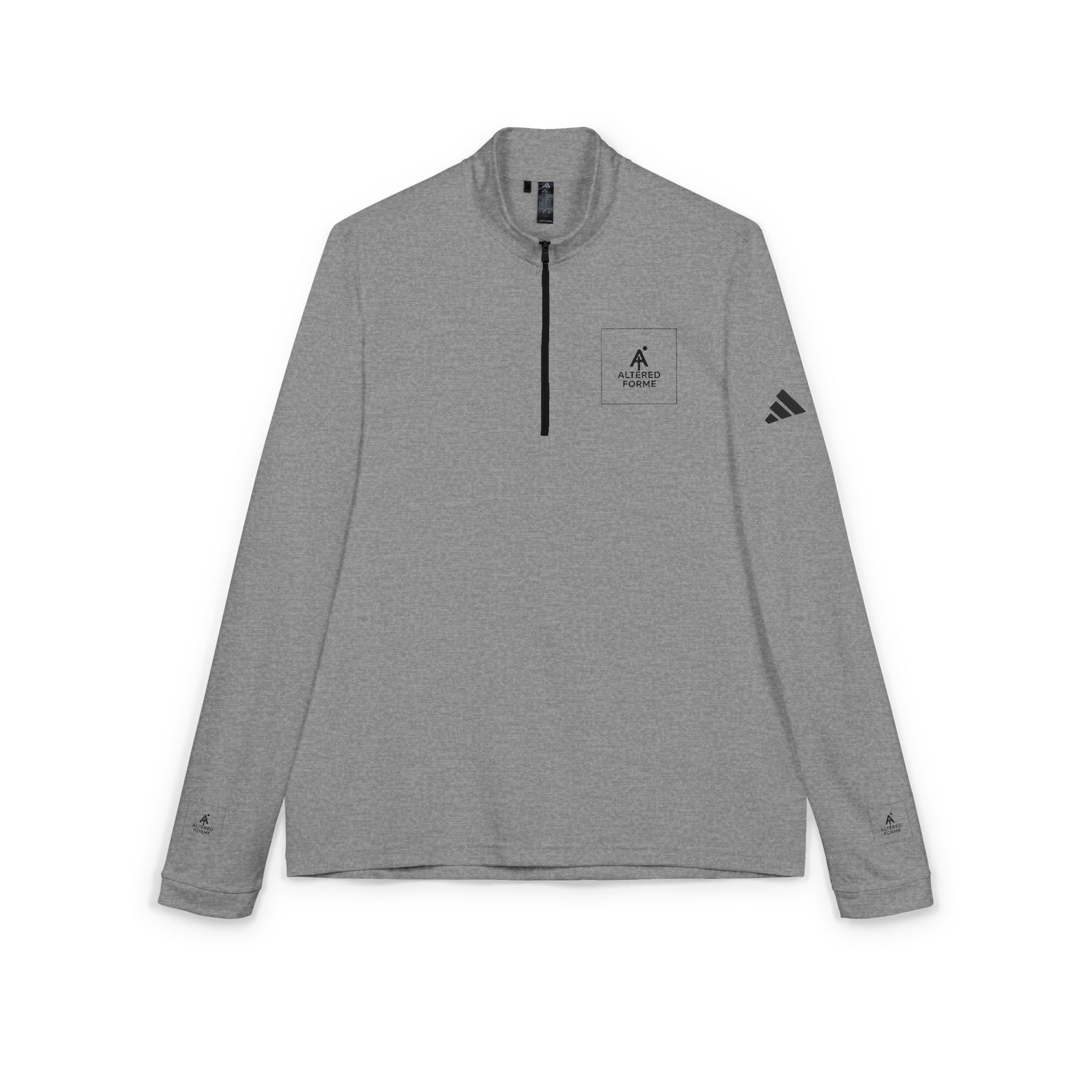 Embroidered adidas Quarter-Zip Pullover — Minimal White Performance Top