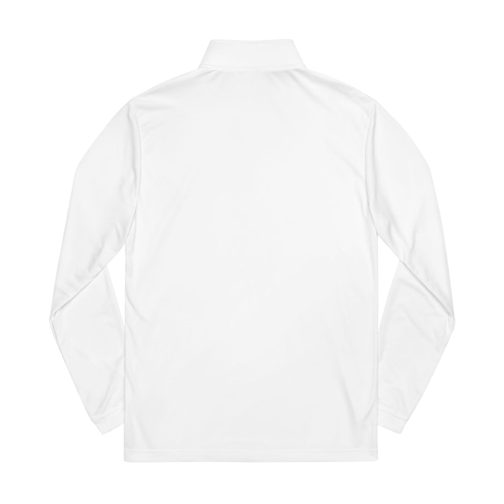 Embroidered adidas Quarter-Zip Pullover — Minimal White Performance Top