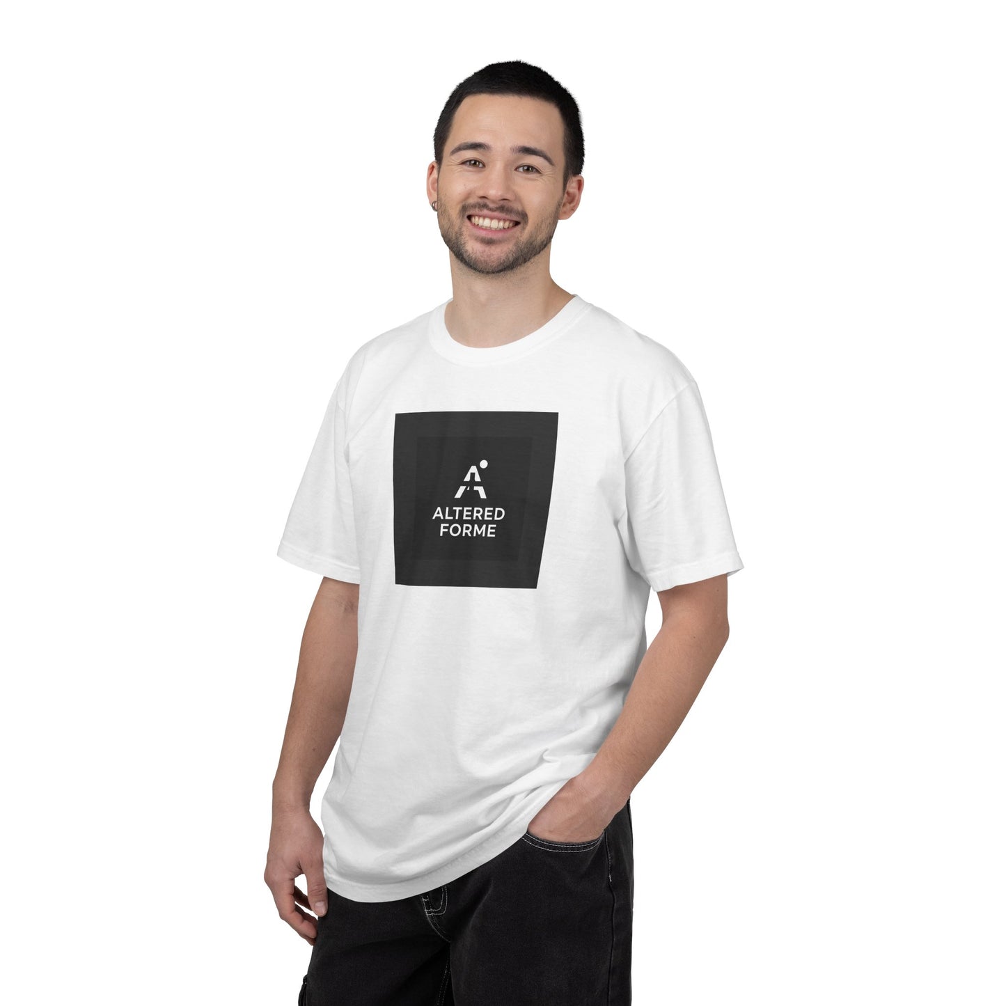 Altered Forme Garment-Dyed Logo T-Shirt — Black Graphic Tee