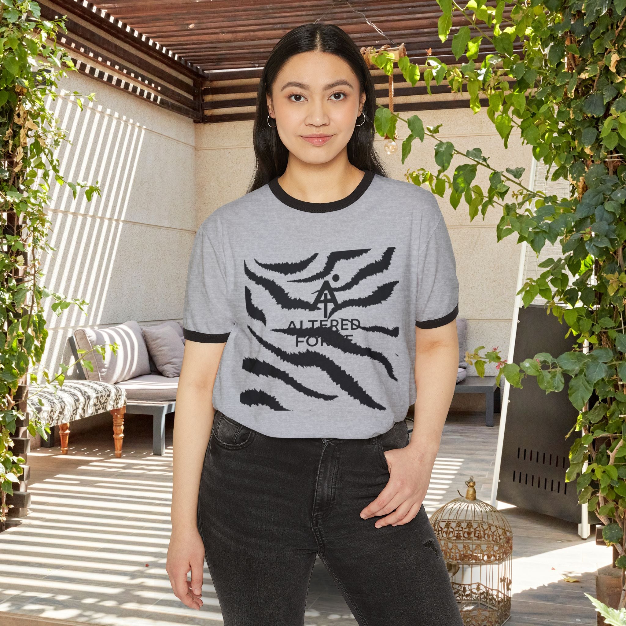 Zebra Stripe 'Altered Focus' Ringer T-Shirt