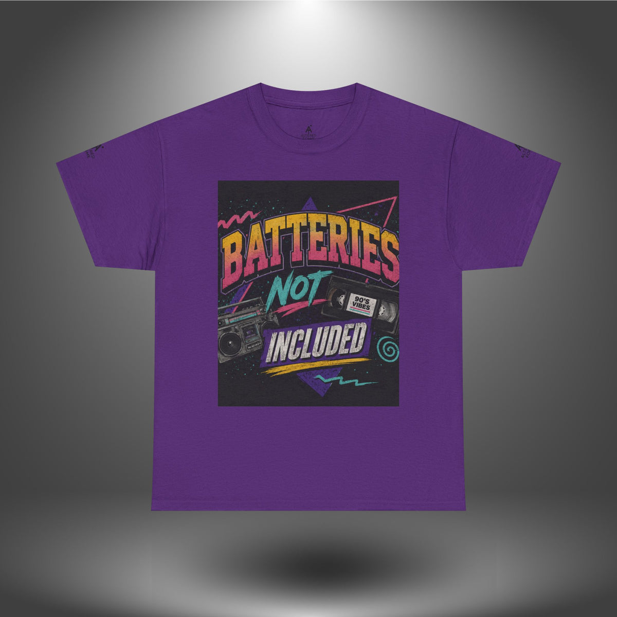 Batteries Not Included Graphic Tee — Retro 80s VHS Cassette Shirt