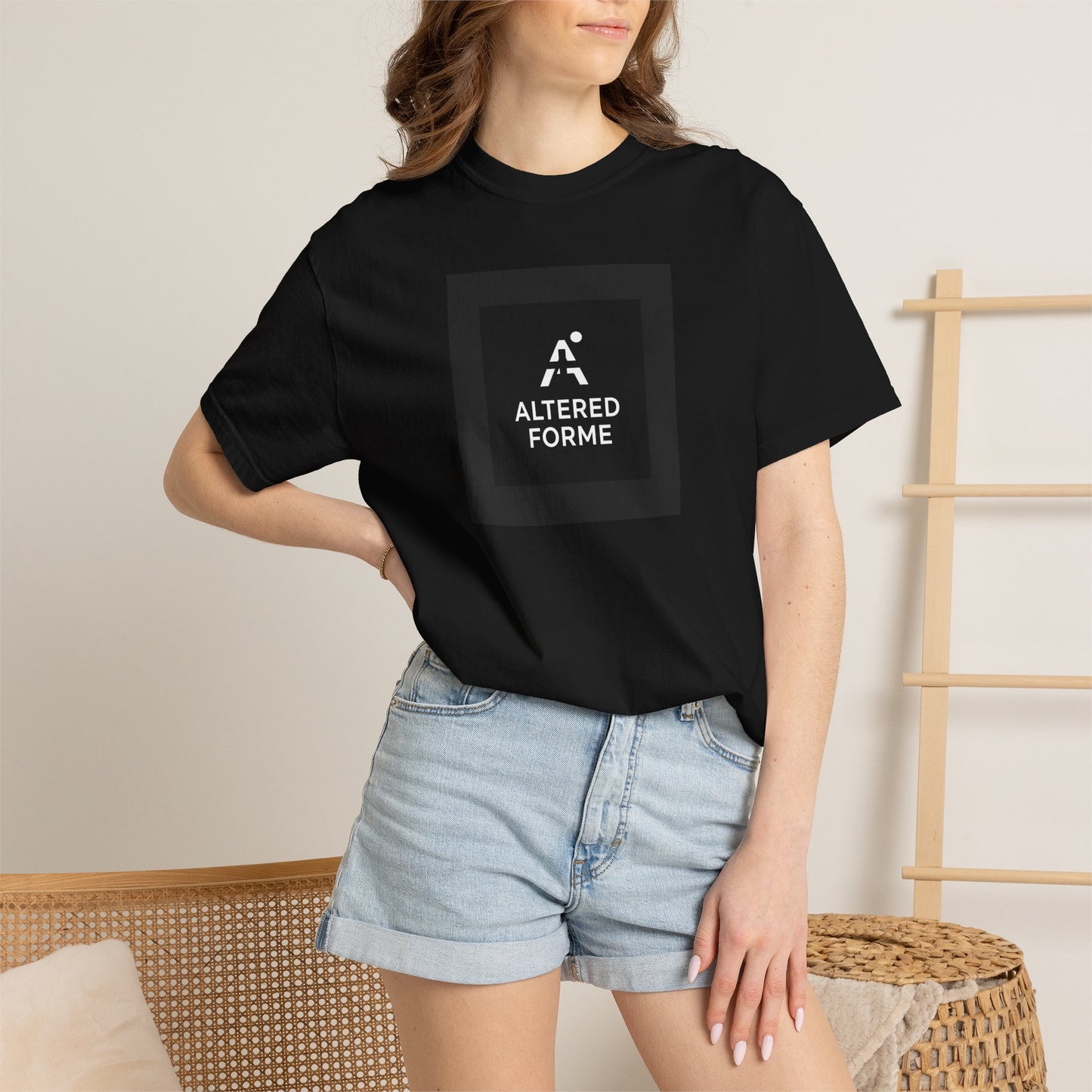 Altered Forme Garment-Dyed Logo T-Shirt — Black Graphic Tee