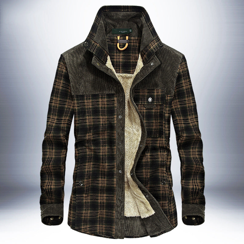 Men's Thick Fleece Distinction Military Style Winter Jacket