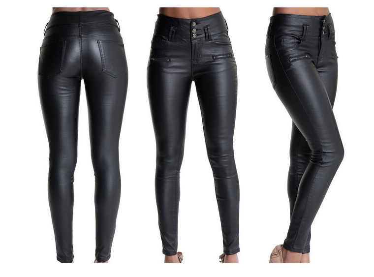Explosion high waist Slim leather pants