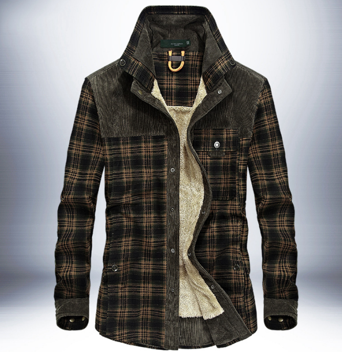 Men's Thick Fleece Distinction Military Style Winter Jacket