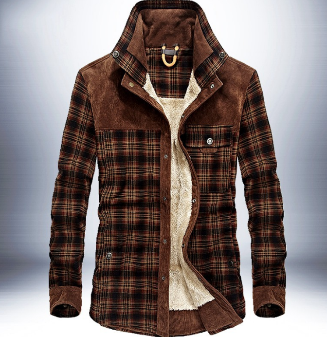 Men's Thick Fleece Distinction Military Style Winter Jacket