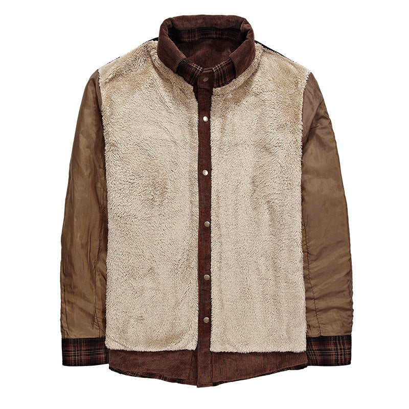 Men's Thick Fleece Distinction Military Style Winter Jacket