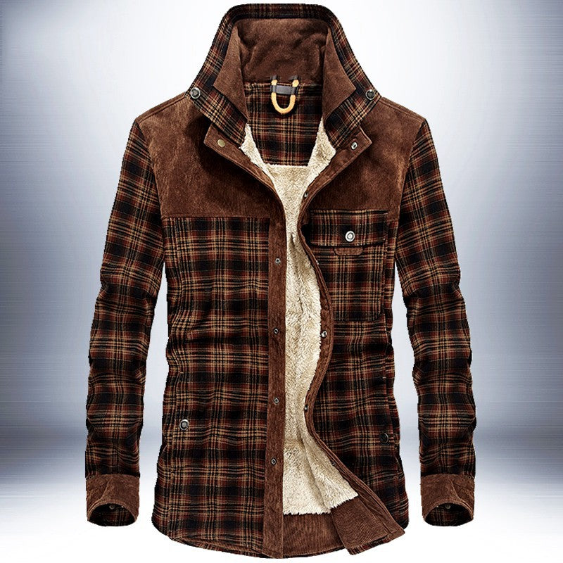 Men's Thick Fleece Distinction Military Style Winter Jacket
