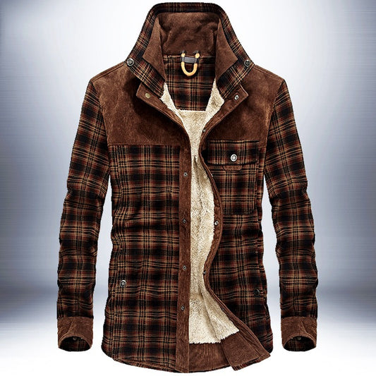 Men's Thick Fleece Distinction Military Style Winter Jacket