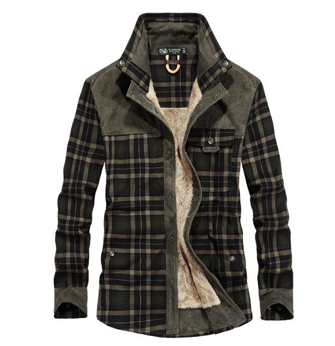 Men's Thick Fleece Distinction Military Style Winter Jacket
