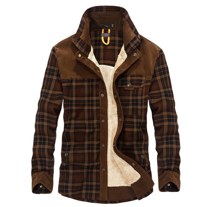 Men's Thick Fleece Distinction Military Style Winter Jacket
