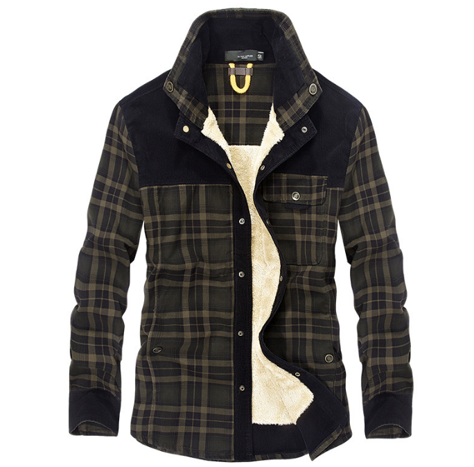 Men's Thick Fleece Distinction Military Style Winter Jacket
