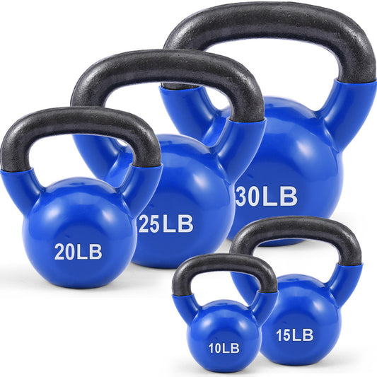Solid Iron Vinyl Coated Kettlebells Weight Training and Workout Equipment