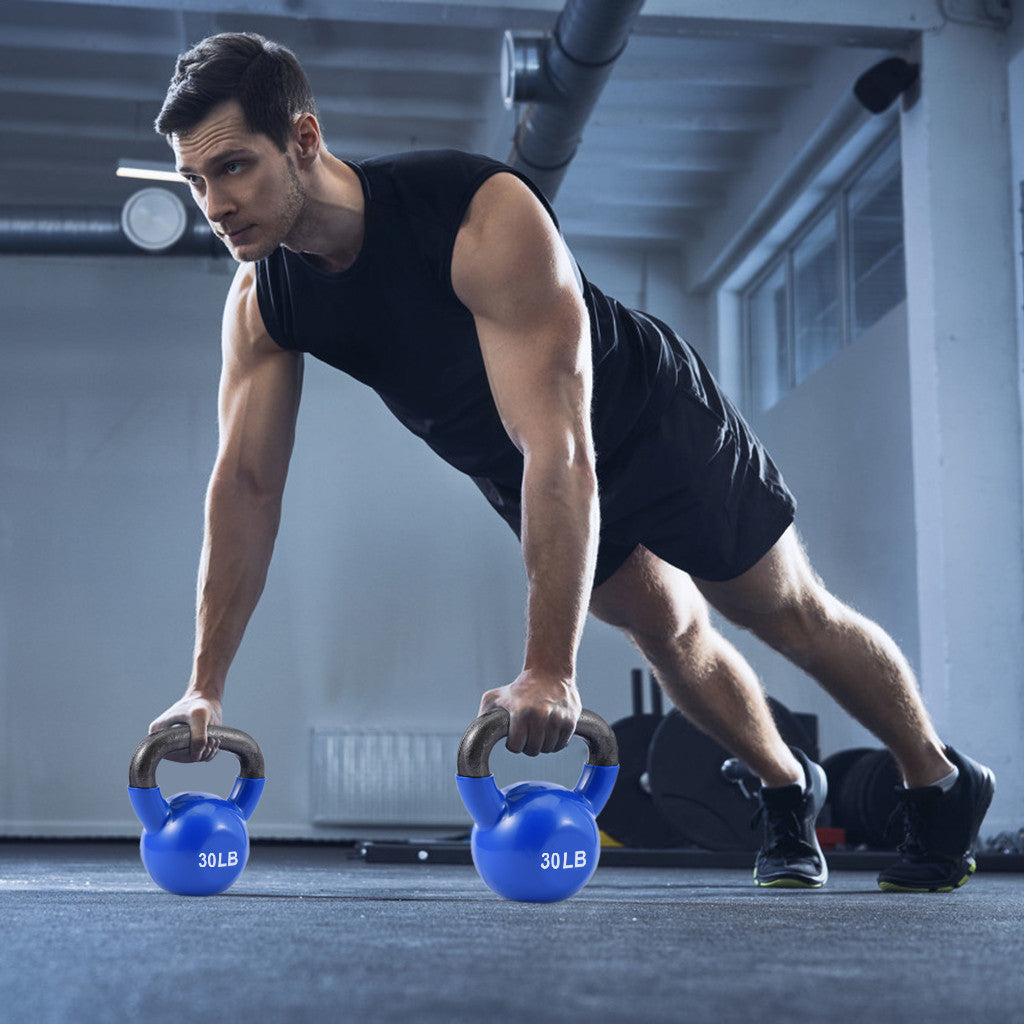 Solid Iron Vinyl Coated Kettlebells Weight Training and Workout Equipment